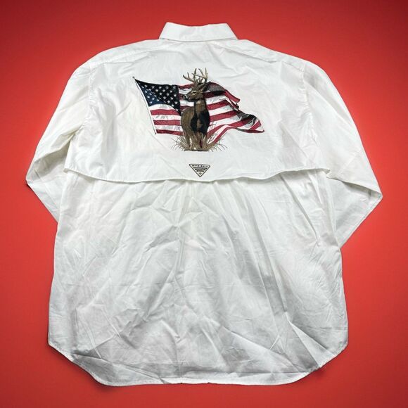 Columbia Sportswear PHG Shooting Shirt Men's L Vented Shoulder Patch Big Print - Picture 1 of 16